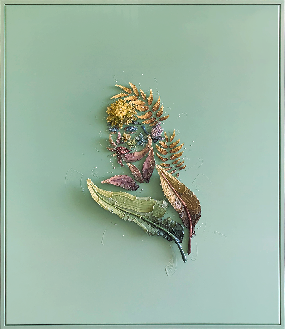 Floraform | Josh Davison | in Colour Exhibition  oil and wood sculpture on canvas