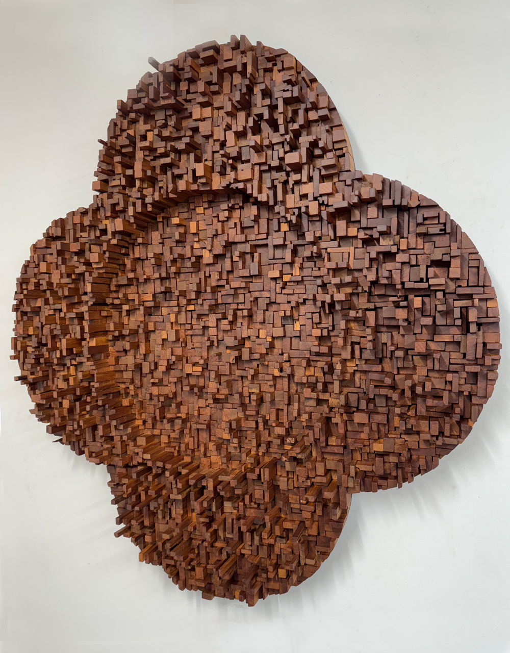 Recycled Rimu Timber | Wall Sculpture | Rimu Quatrefoil | Jamie Adamson | Shift into Neutral Exhibition | Turua Gallery
