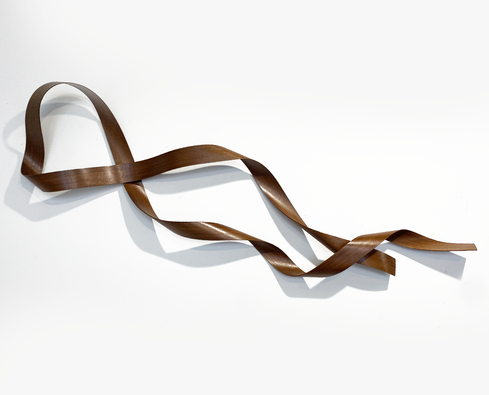 Walnut Twist. Steam bent timber wall sculpture. Jamie Adamson