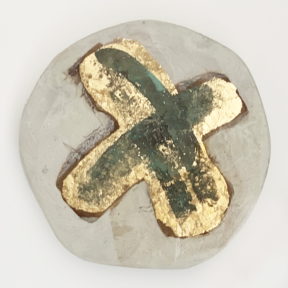 Jody Hope Gibbon, Tablet #10, Mixed media on custom wood block