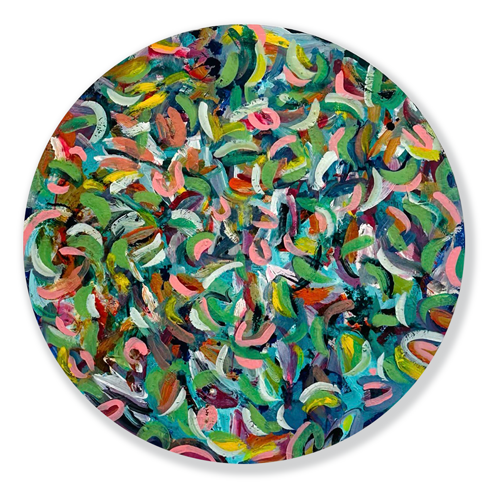 Big Energy 2 | Jody Hope Gibbons | Mixed Media on board round | Painting | Turua Gallery