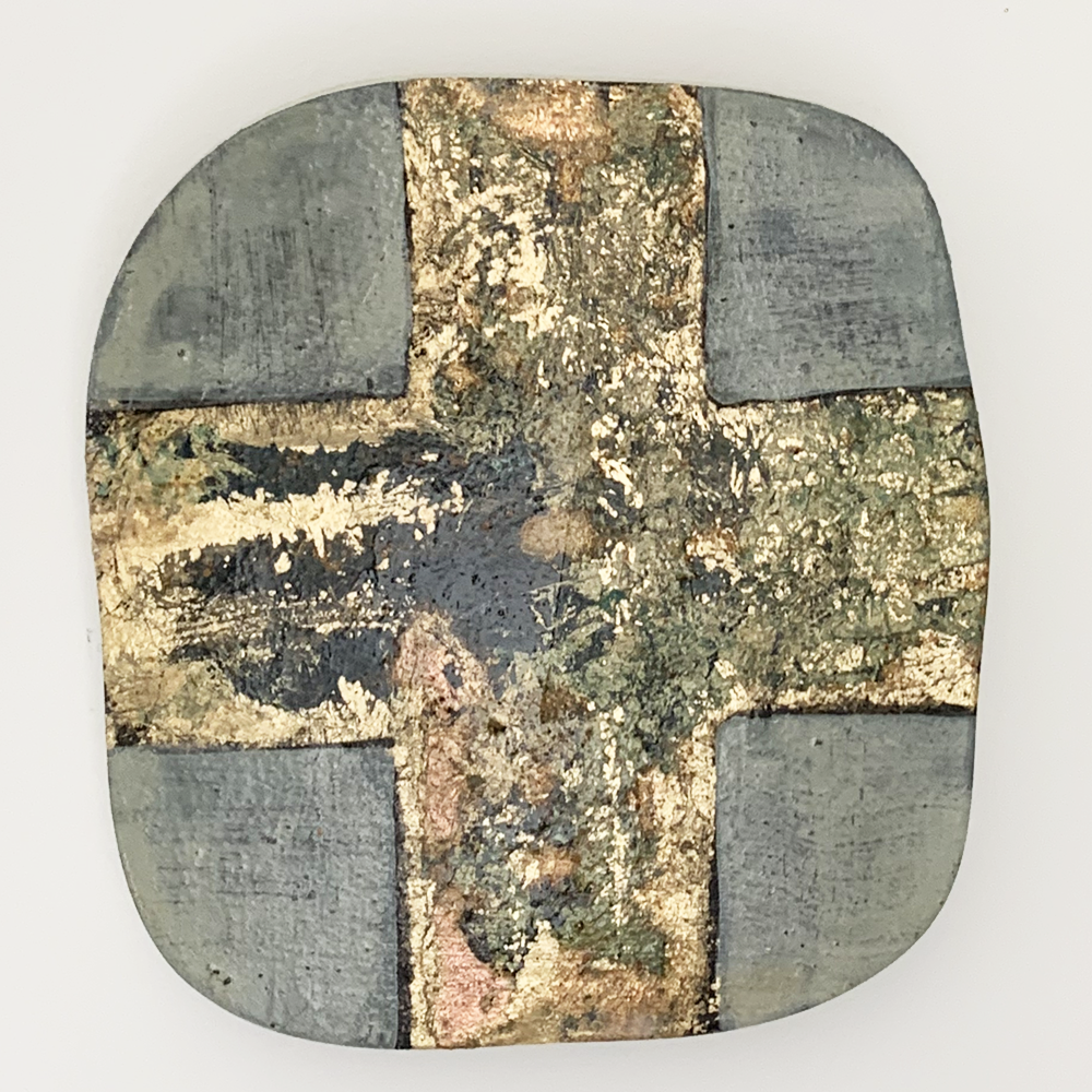  Jody Hope Gibbon, Tablet #12, Mixed media on custom wood block