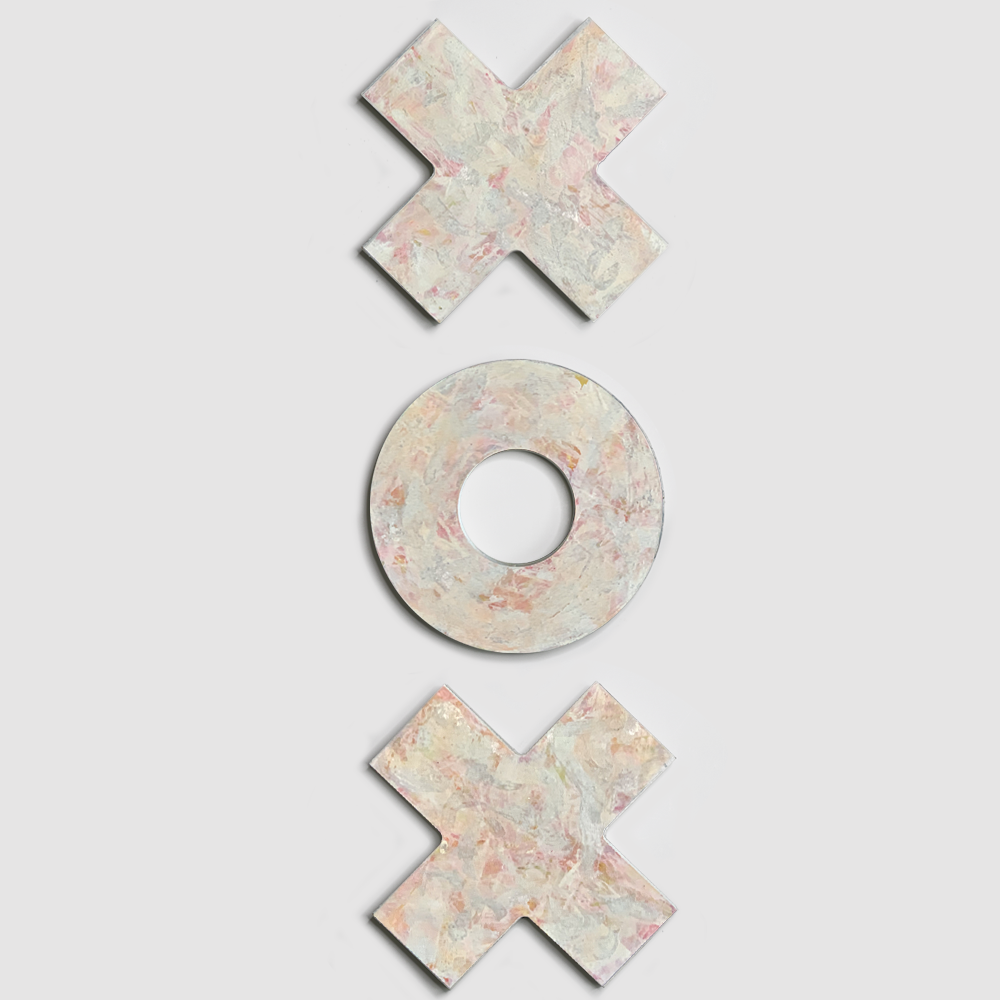 Pink Love XOX mixed Media on board by Jody Hope Gibbons