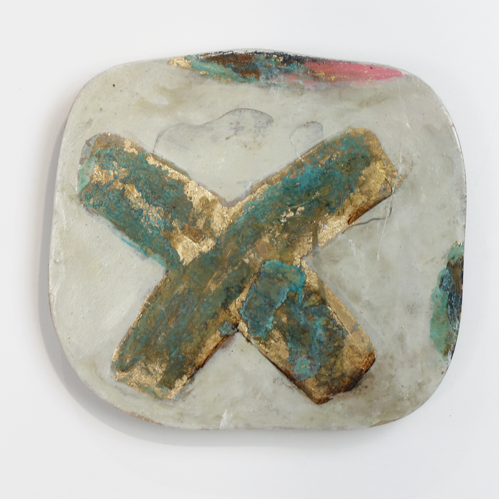 Jody Hope Gibbons, Mixed media on custom wood block, Tablet #15