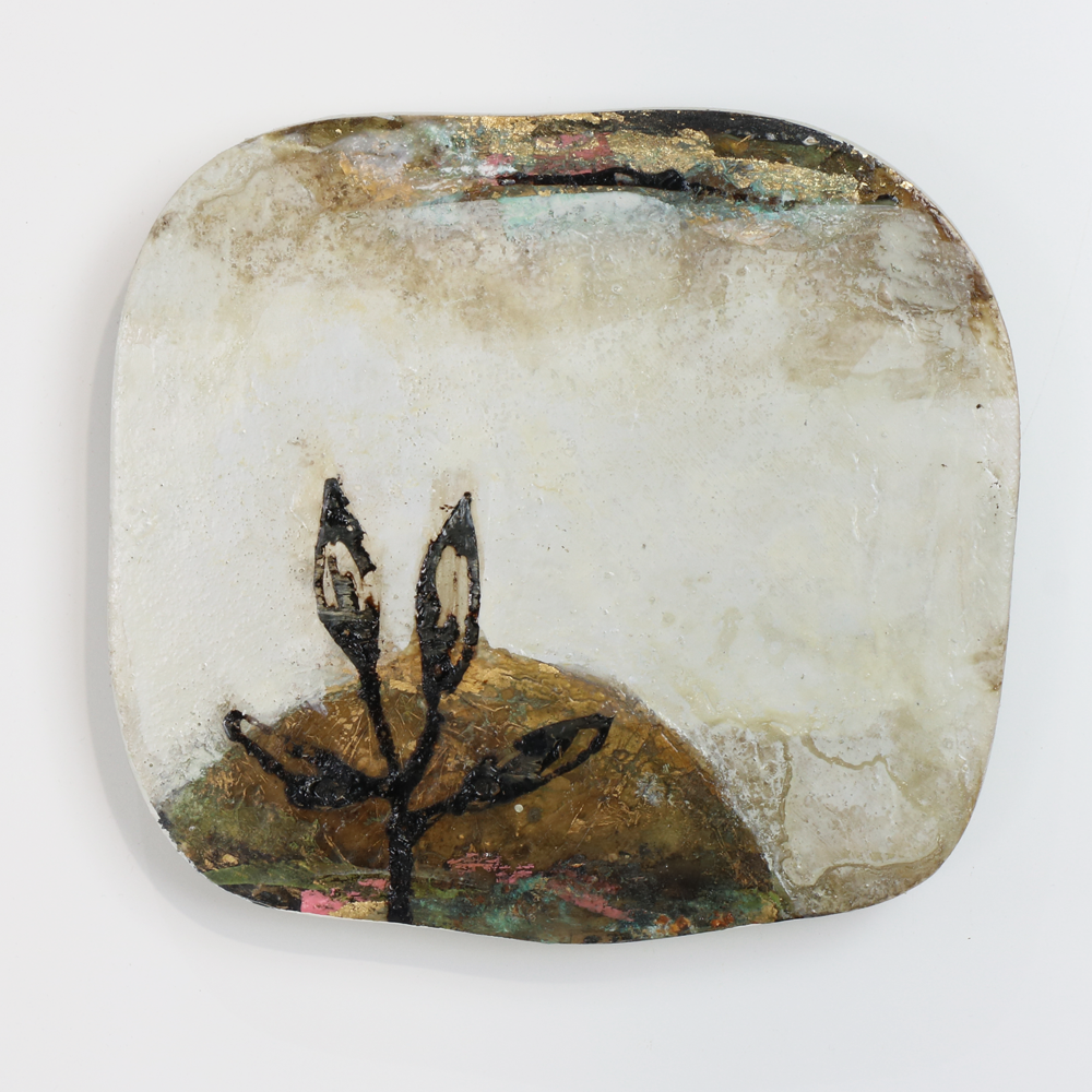 Jody Hope Gibbons, Mixed media on custom wood block, Tablet #16