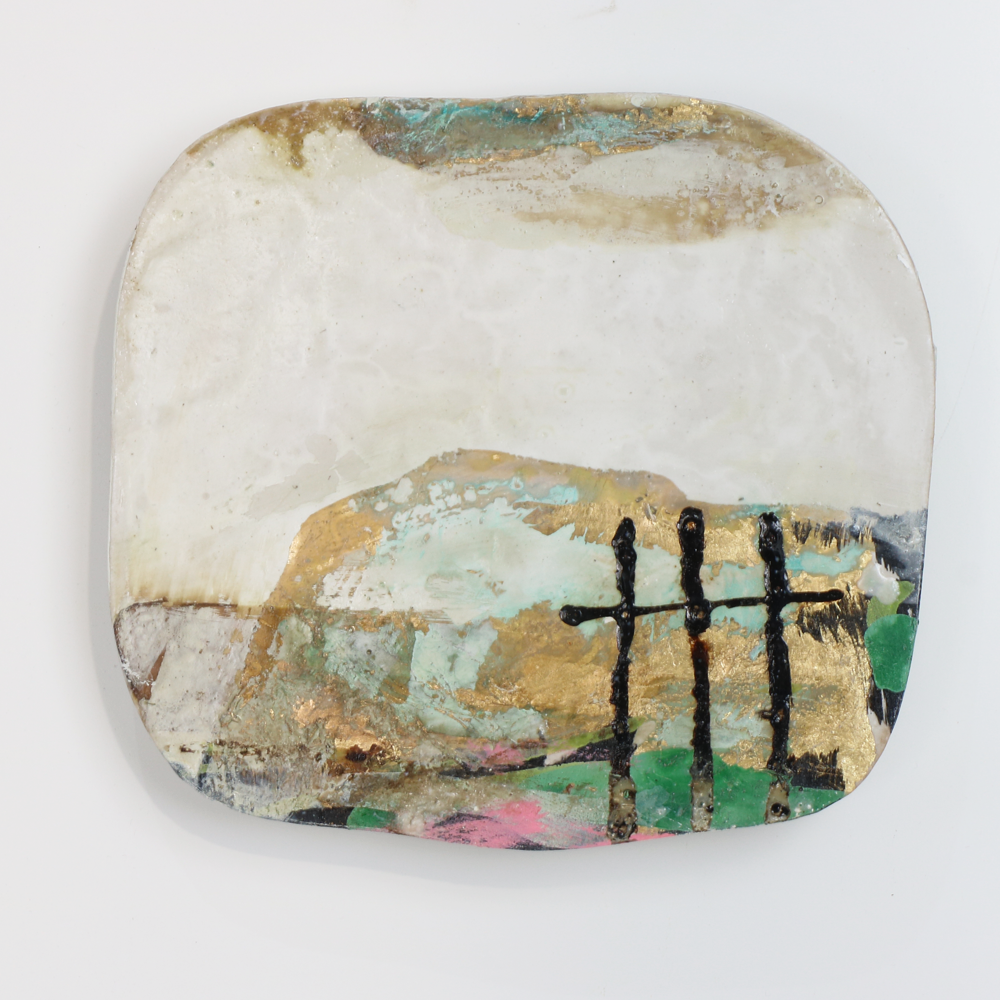 Jody Hope Gibbons, Mixed media on custom wood block, Tablet #18