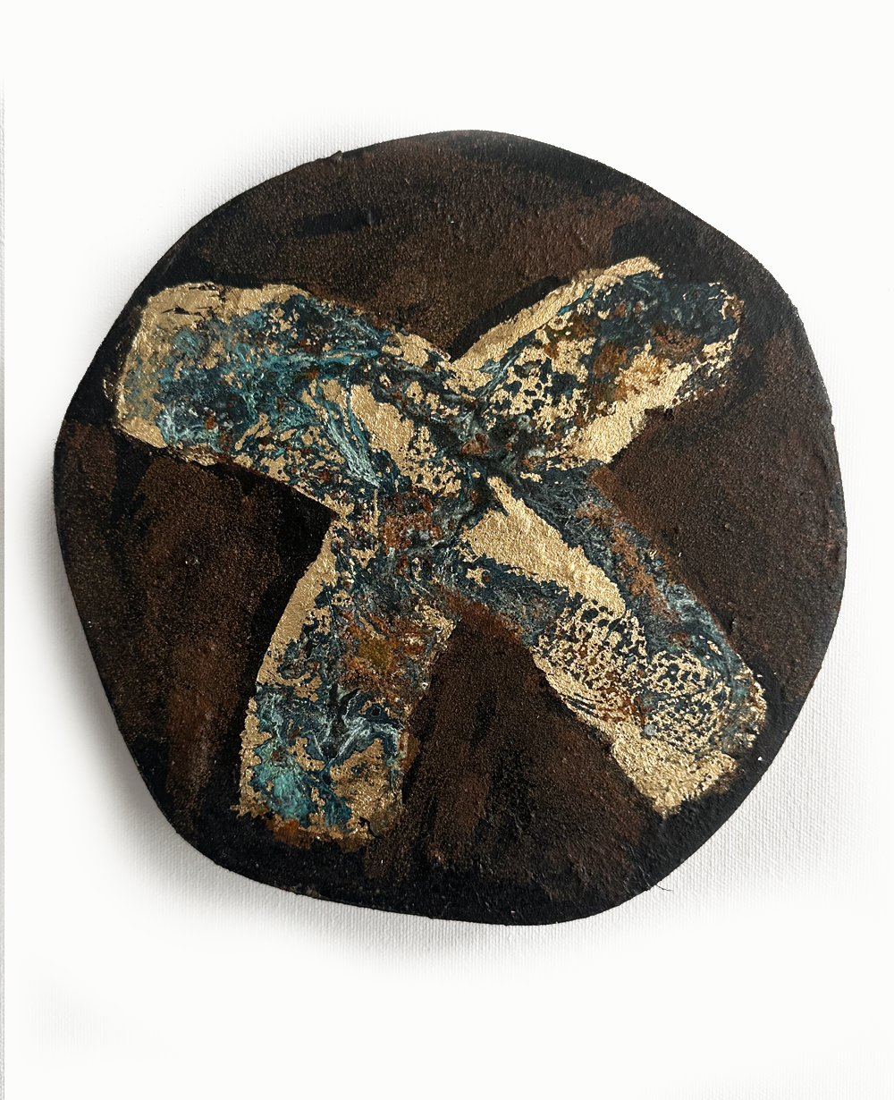 Mixed media on custom wood block, Jody Hope Gibbons, Tablet #21