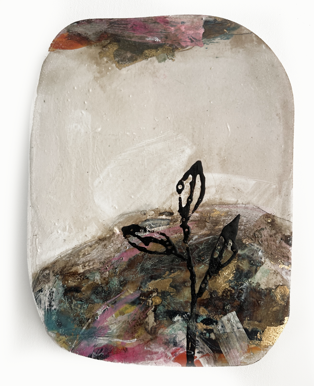 Jody Hope Gibbons, Tablet #22, Mixed media on custom wood block