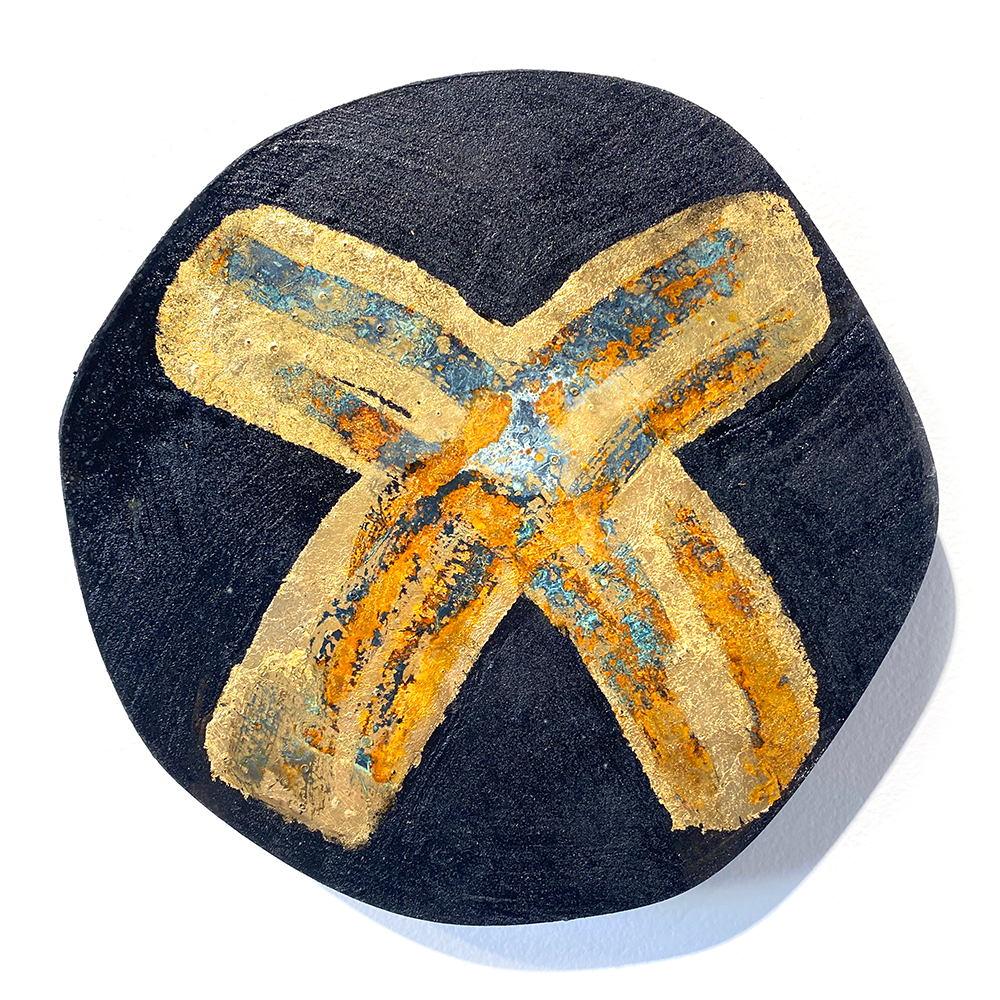 Tablet #23, Mixed media on custom wood block,  Jody Hope Gibbons