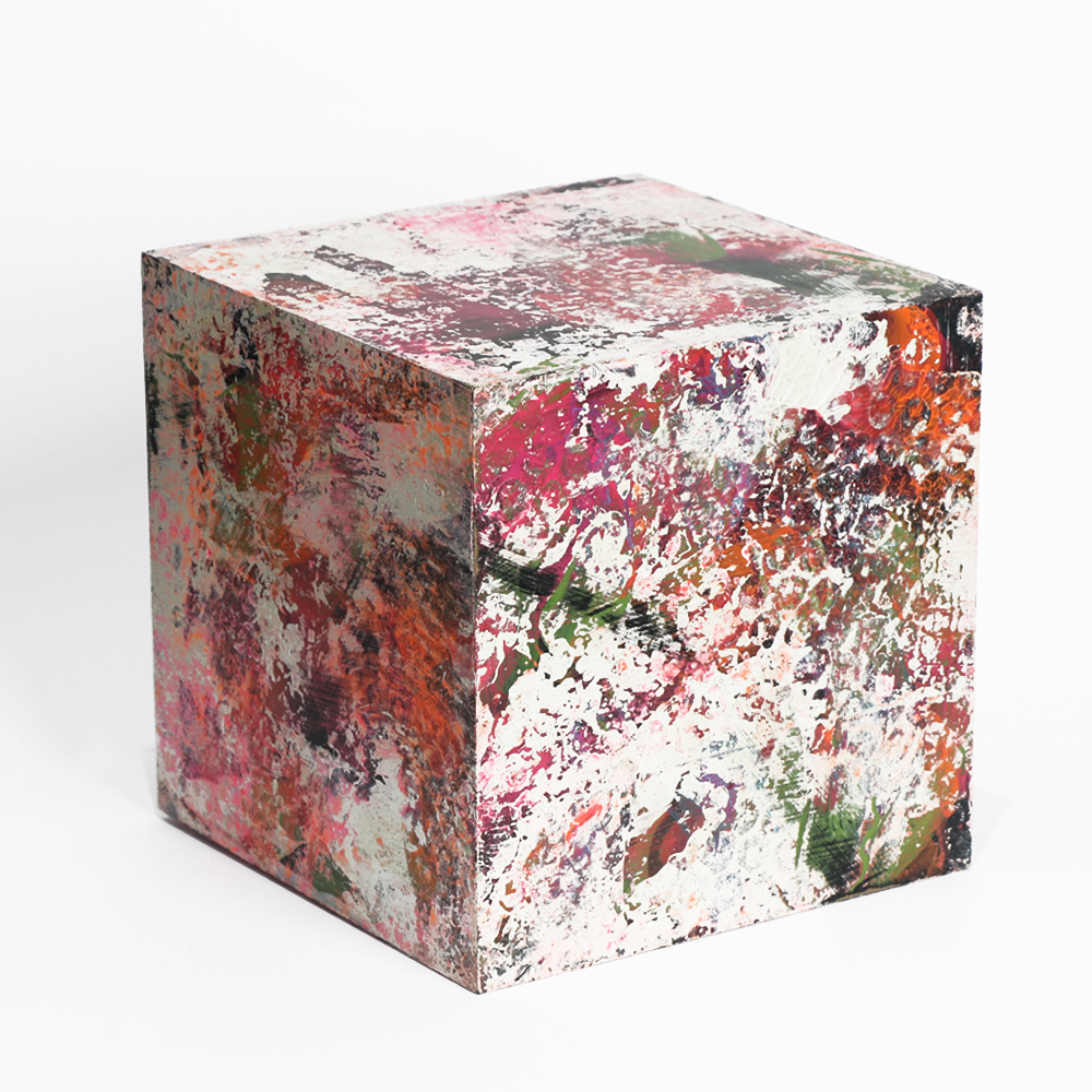 Cube 1 Mixed media on custom cube by Jody Hope Gibbons