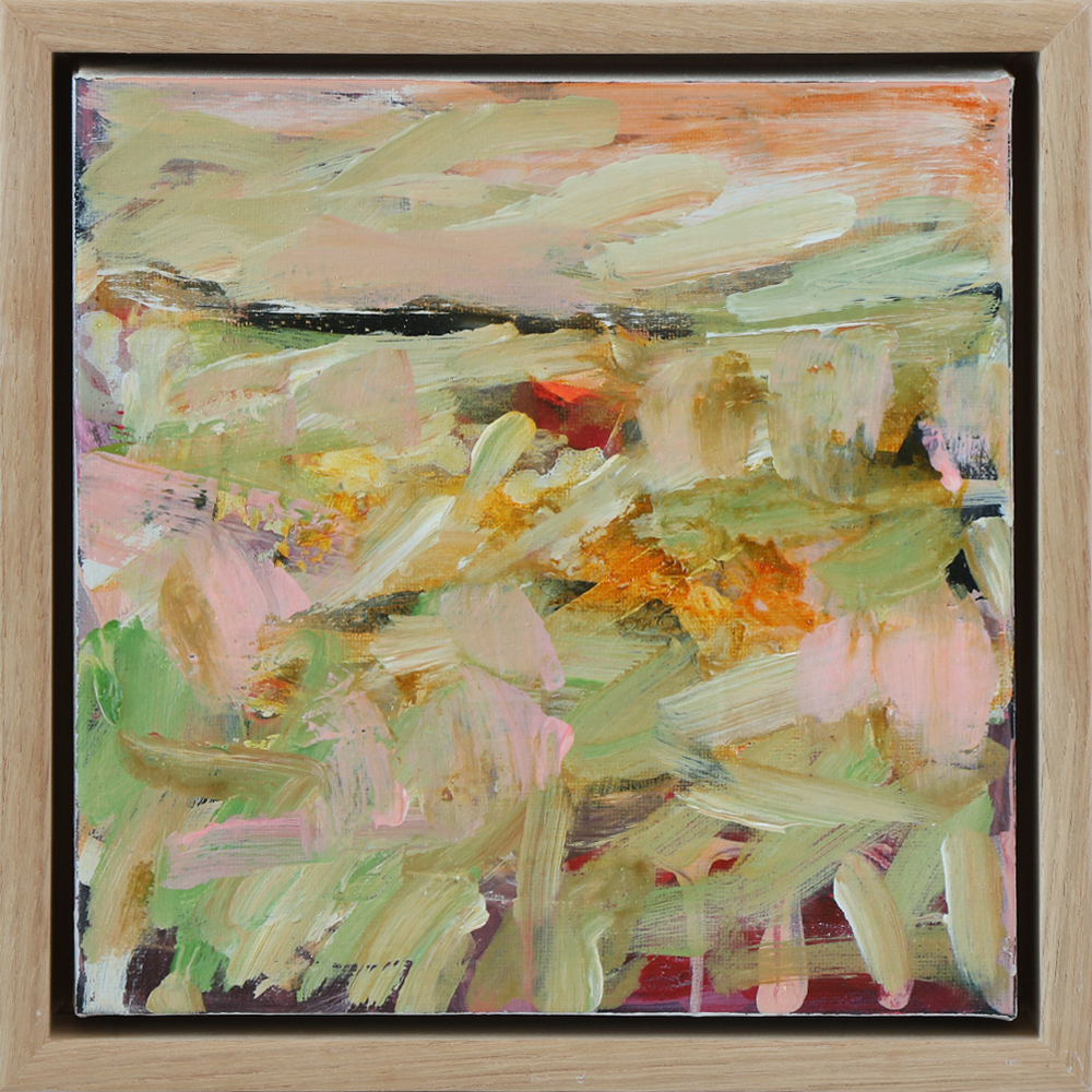 Little Haven II by Jody Hope Gibbons mixed media on canvas framed in oak