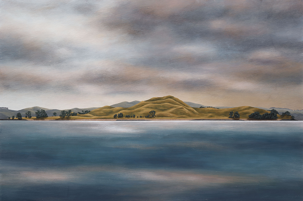Browns Island from Roberta Reserve acrylic on boxed board Kylie Rusk 