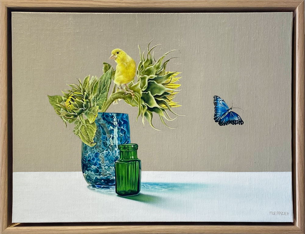 A Canary For The Sun, A Butterfly For The Soul oil painting Margaret Emsley