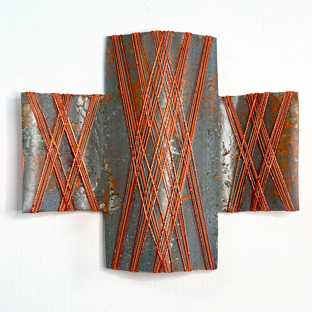 New Beginnings 3 | Gilly Sheffield | Corrugated Rescued Iron | Sculpture | Neighbourhood 2026 Exhibition | Turua Gallery
