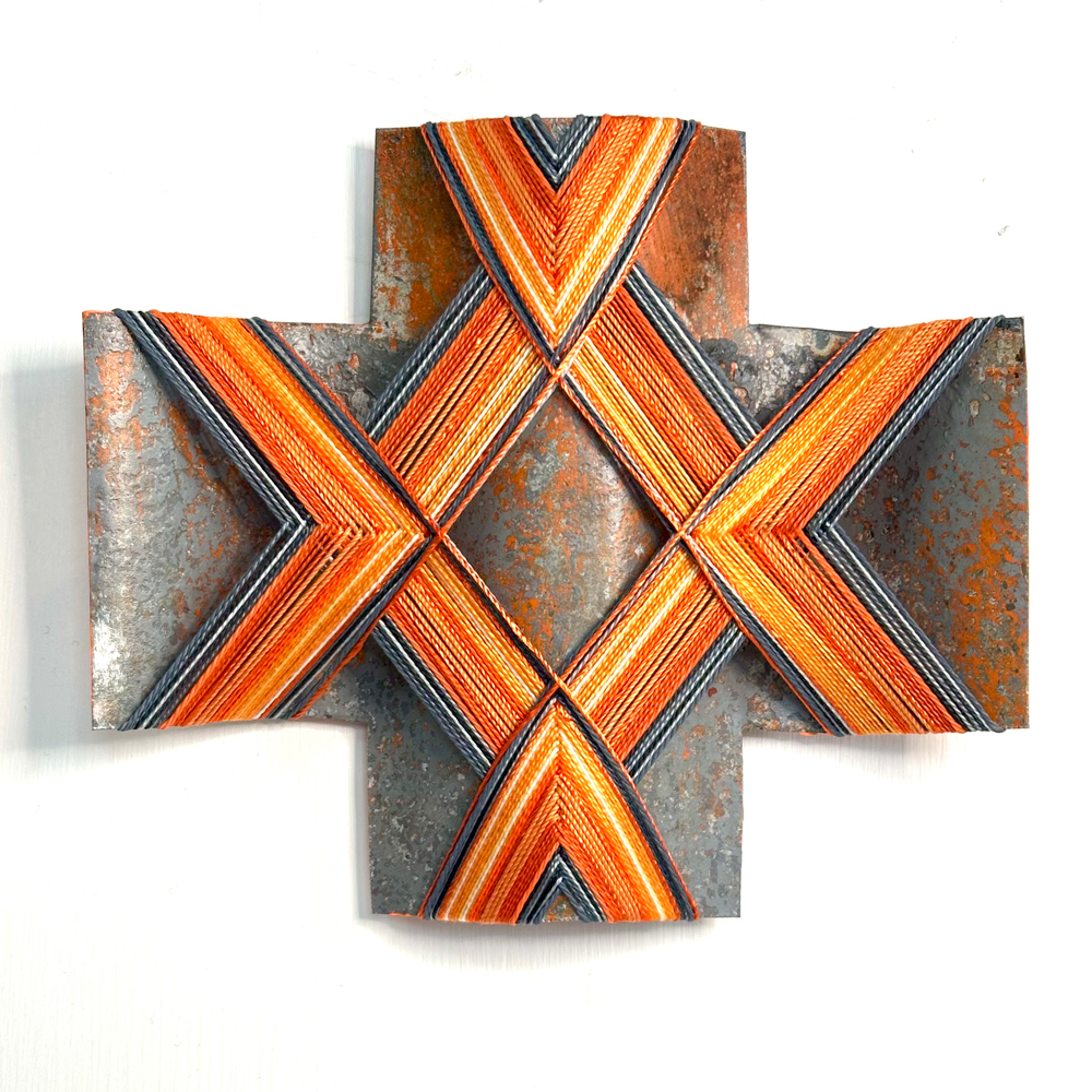 New Beginnings 2 | Gilly Sheffield | Corrugated Rescued Iron | Sculpture | Neighbourhood 2026 Exhibition | Turua Gallery