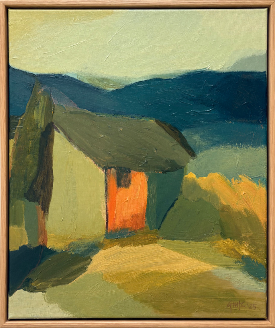 Moss Green Hut Original painting Georgina Hoby Scutt "Our Backyard" exhibition