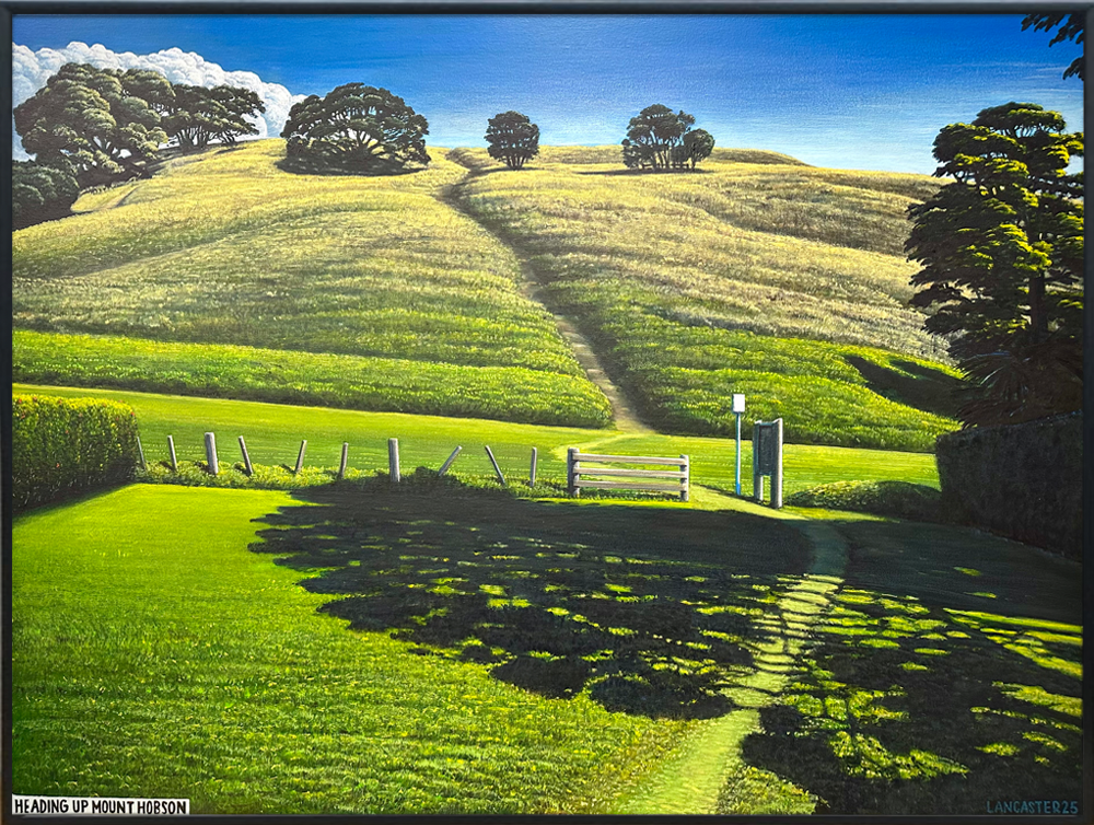 Heading Up Mount Hobson, 2025 Josh Lancaster Original painting "Our Backyard" exhibition