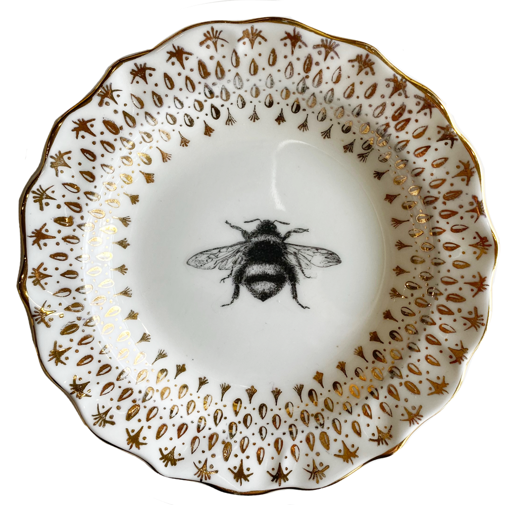Bee Ornate Gold Upcycled Fine China Philina Den Dulk