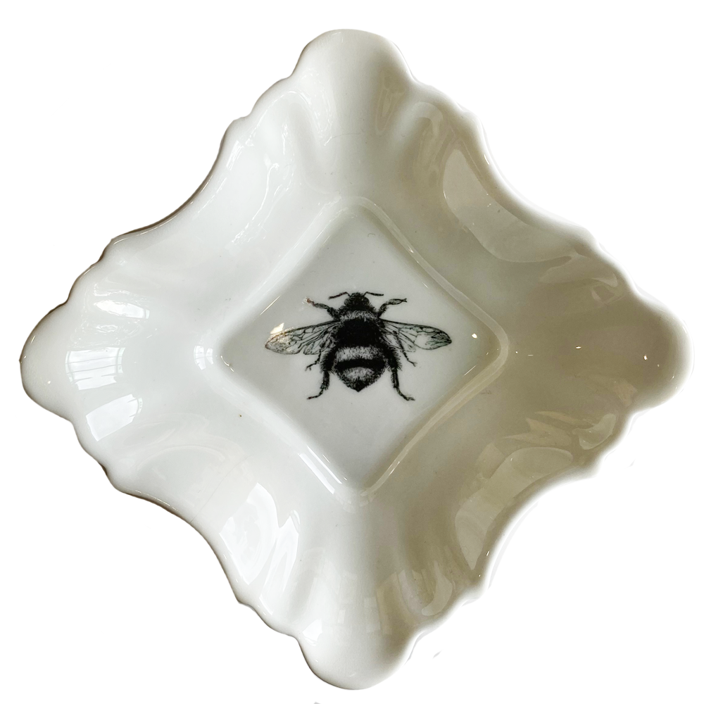 Bee White Square Upcycled Fine China Philina Den Dulk