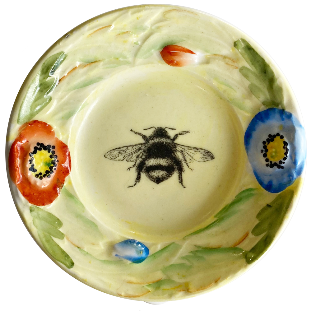 Bee Yellow Round Upcycled Fine China Philina Den Dulk