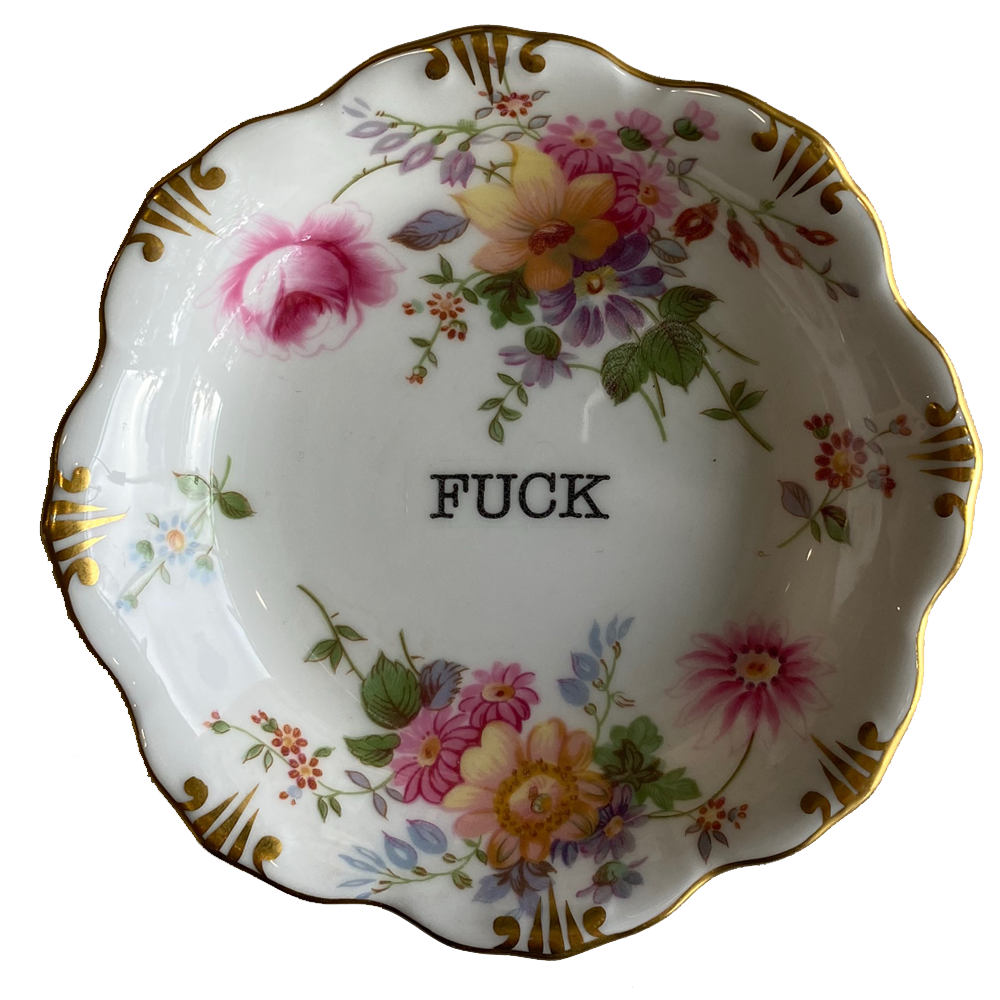 Fuck Flowers upcycled fine china Philina Den Dulk