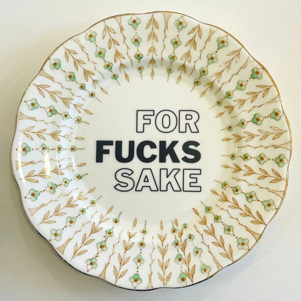 Green gold For Fucks Sake Plate by Philina Den Dulk