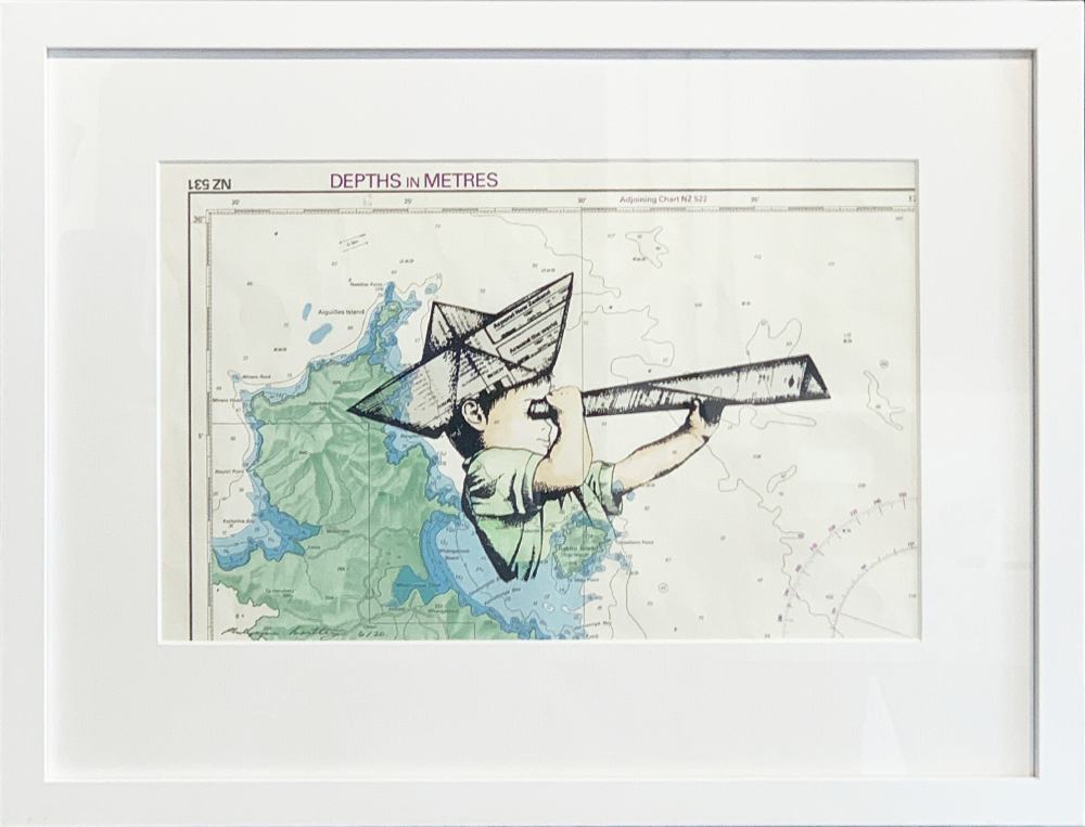 Little Adventurer acrylic and screenprinton sea chart Philippa Bentley