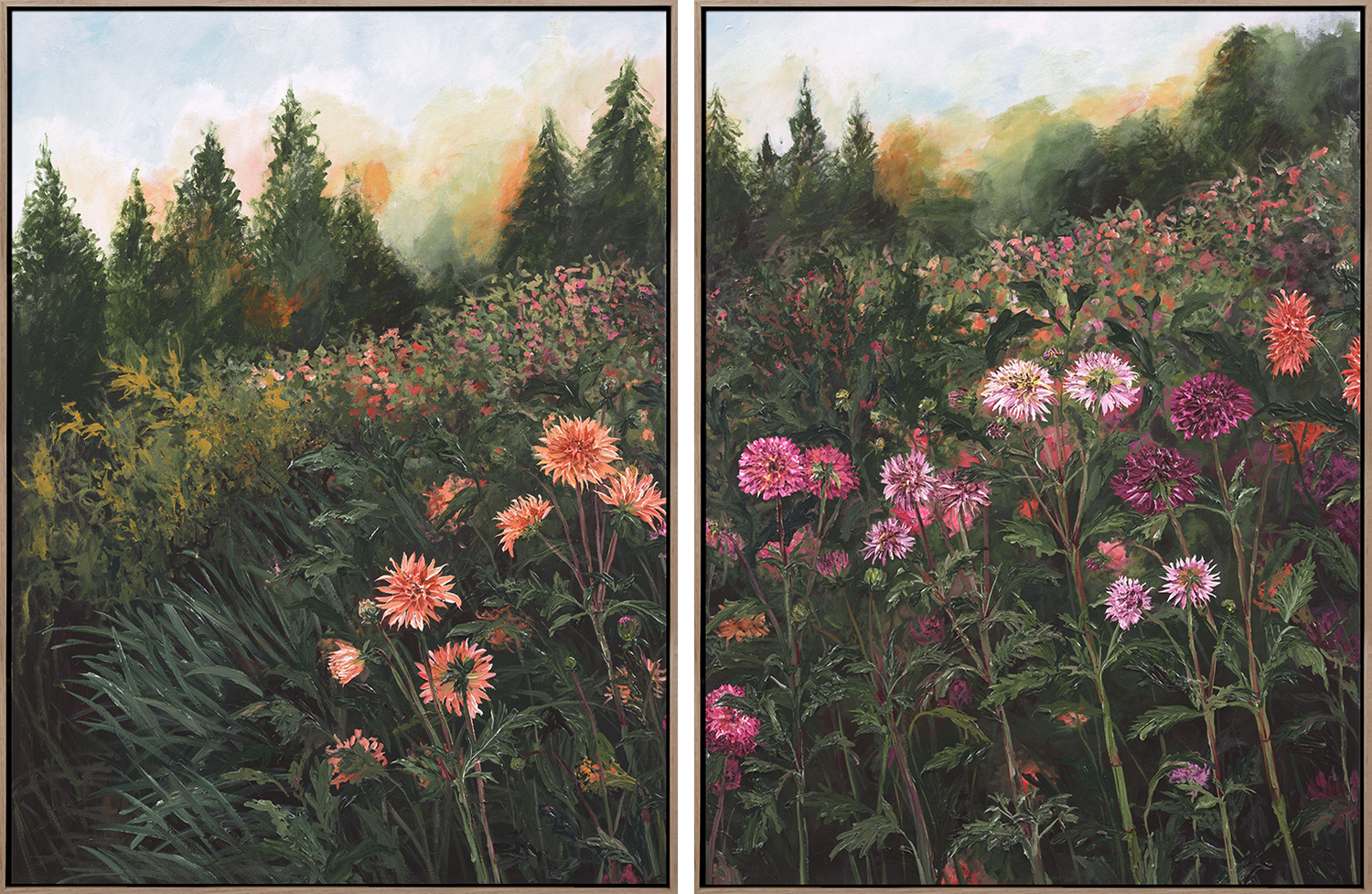 Fade Out | Acrylic Floral Painting | A Letter To Them Exhibition | Rachael Mayne | Turua Gallery | Diptych