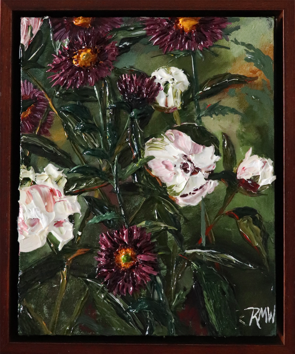 Quiet Dreams |Rachael Mayne | Floral acrylic painting | framed | Turua Gallery
