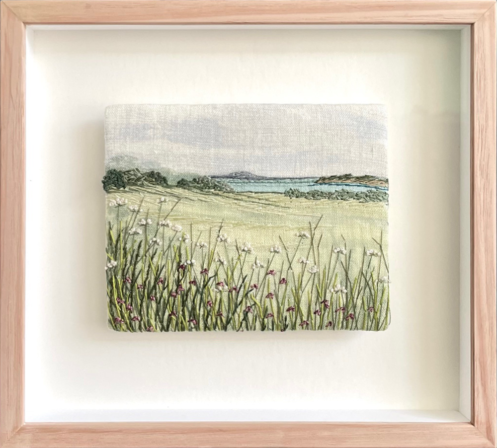 Almost Home Sara Langdon Stitched on linen painting