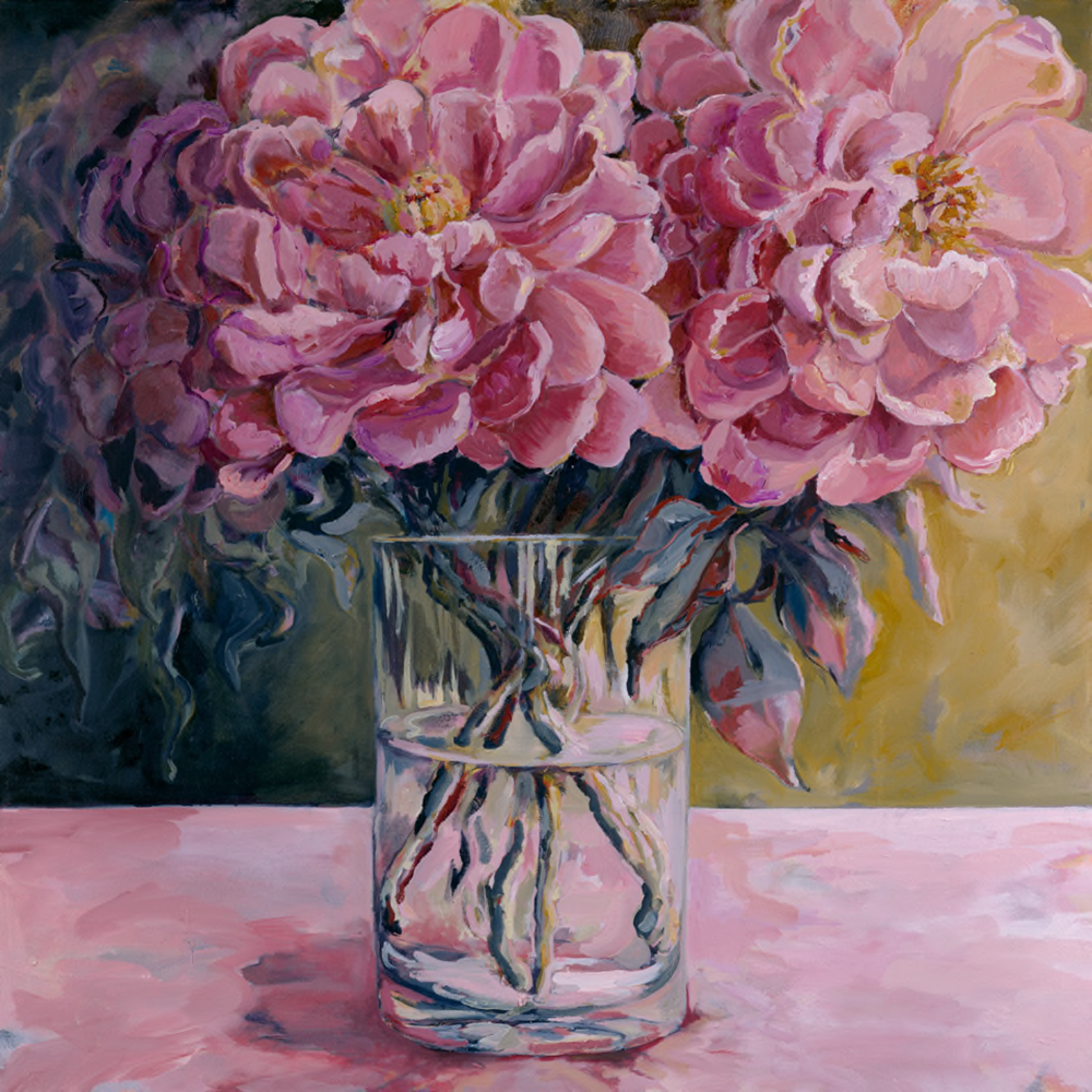 Pink Peonies in Full Bloom original painting by Sarah Barton-Hills
