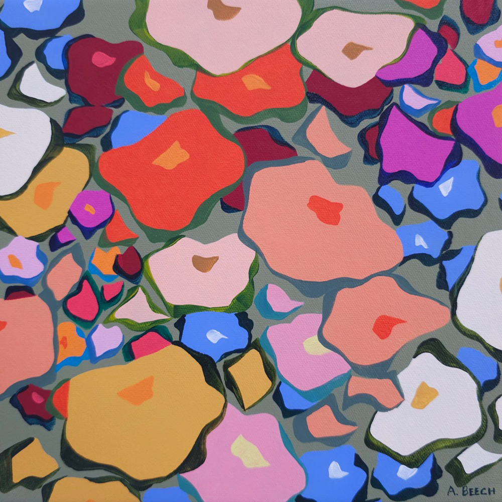 Zinnia acrylic on canvas Alicia Beech