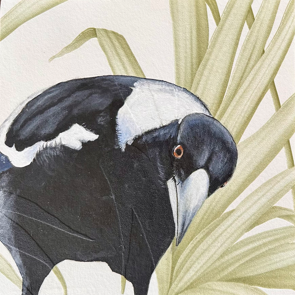 Summer Magpie | Bec Robertson | Original Painting | Turua Tiny Show 2025