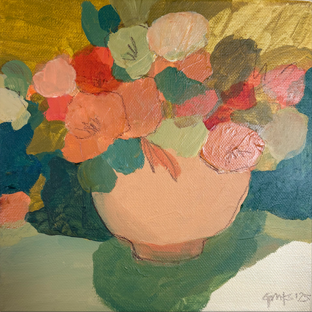 Floral Study With Emerald Green I, Georgina Hoby Scutt, acrylic on canvas painting