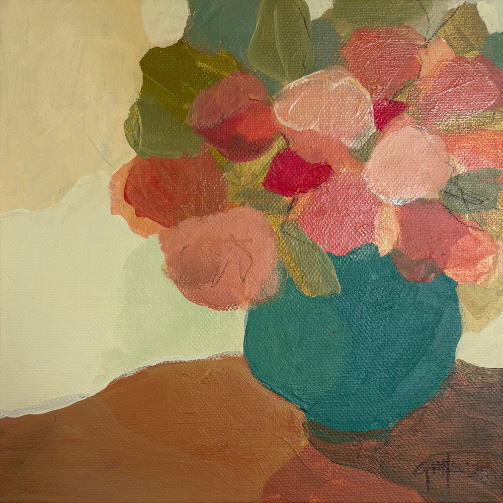 Floral Study With Emerald Green II, Georgina Hoby Scutt, acrylic on canvas painting