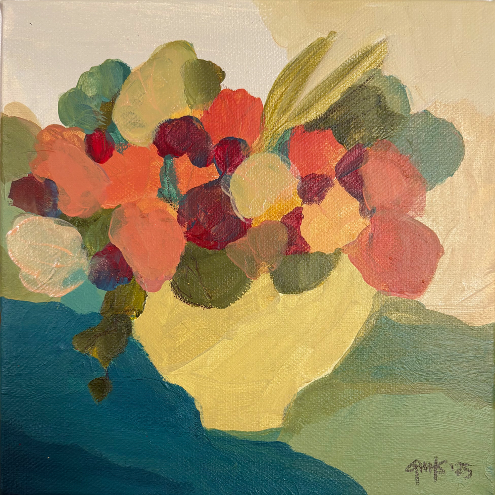 Floral Study With Sage Green II, Georgina Hoby Scutt, acrylic on canvas painting