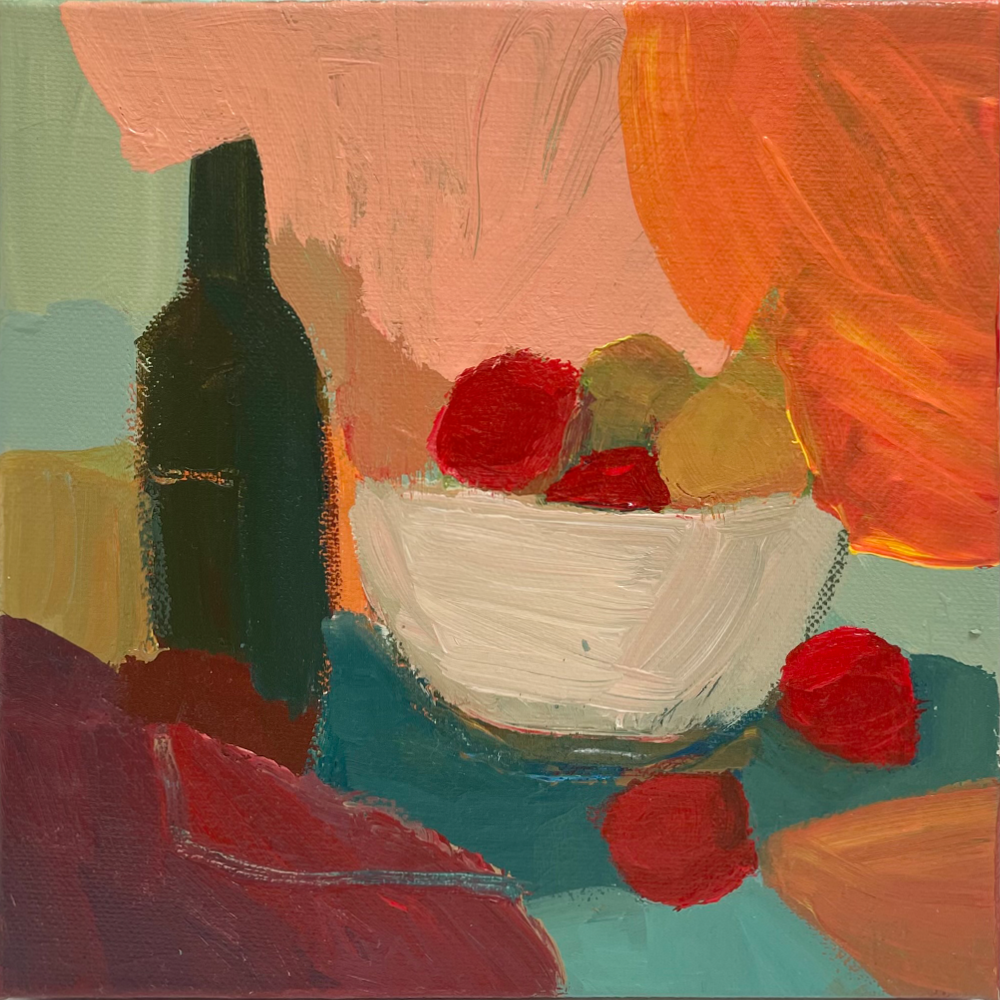 Fruit and Wine acrylic on canvas Georgina Hoby Scutt
