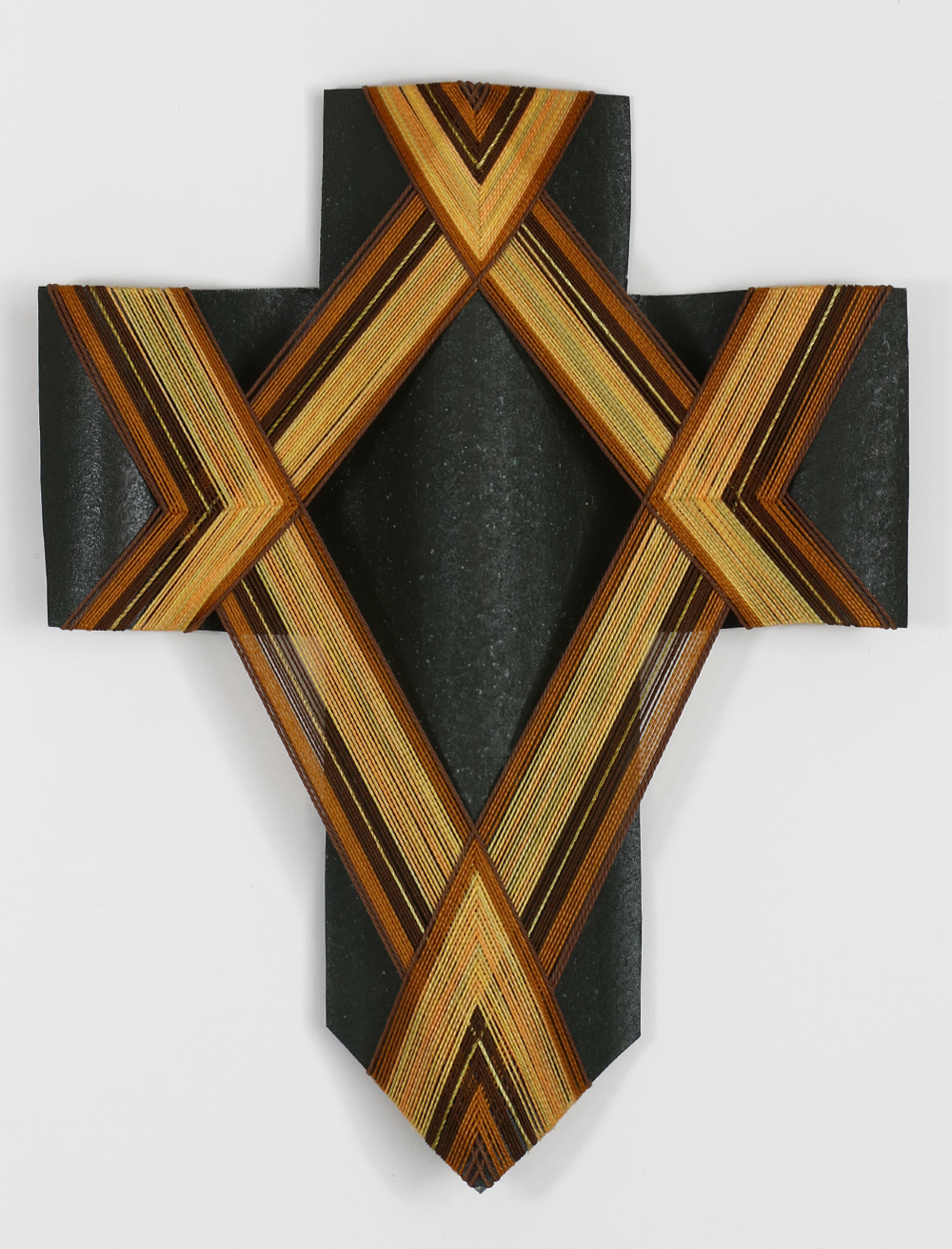 End of Autumn IV, Rescued corrugated iron from Tamaki Makaurau / Auckland with mercerised thread and hemp cord, Gilly Sheffield