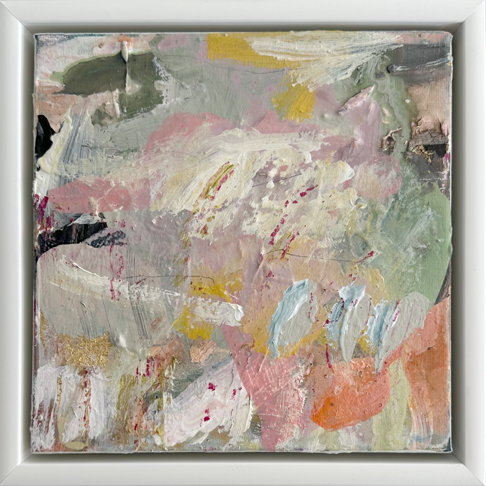 Love of the Land IV, mixed media on canvas, framed in white, Jody Hope Gibbons