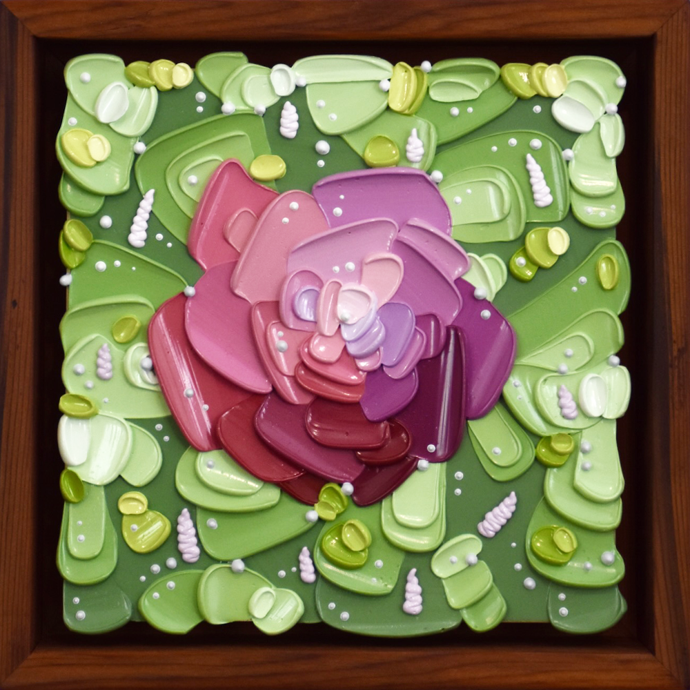 Mini Rose, oil on board, framed, josh davison