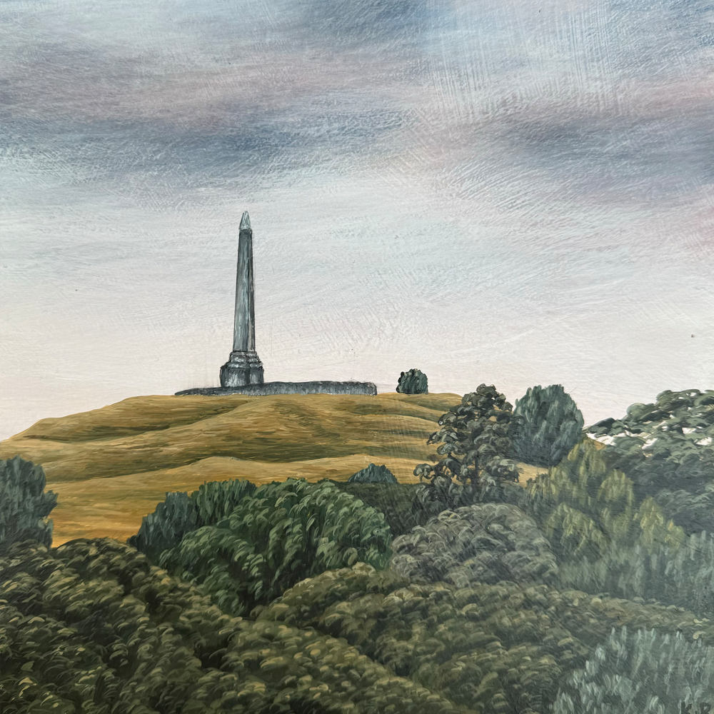 One Tree hill looking west, acrylic on boxed board, Kylie rusk