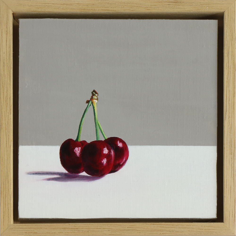 Lee Dewsnap Cherry Trio Oil and acrylic on Linen, Framed