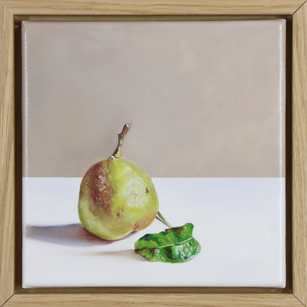 Pear Study, oil on linen, framed, lee dewsnap