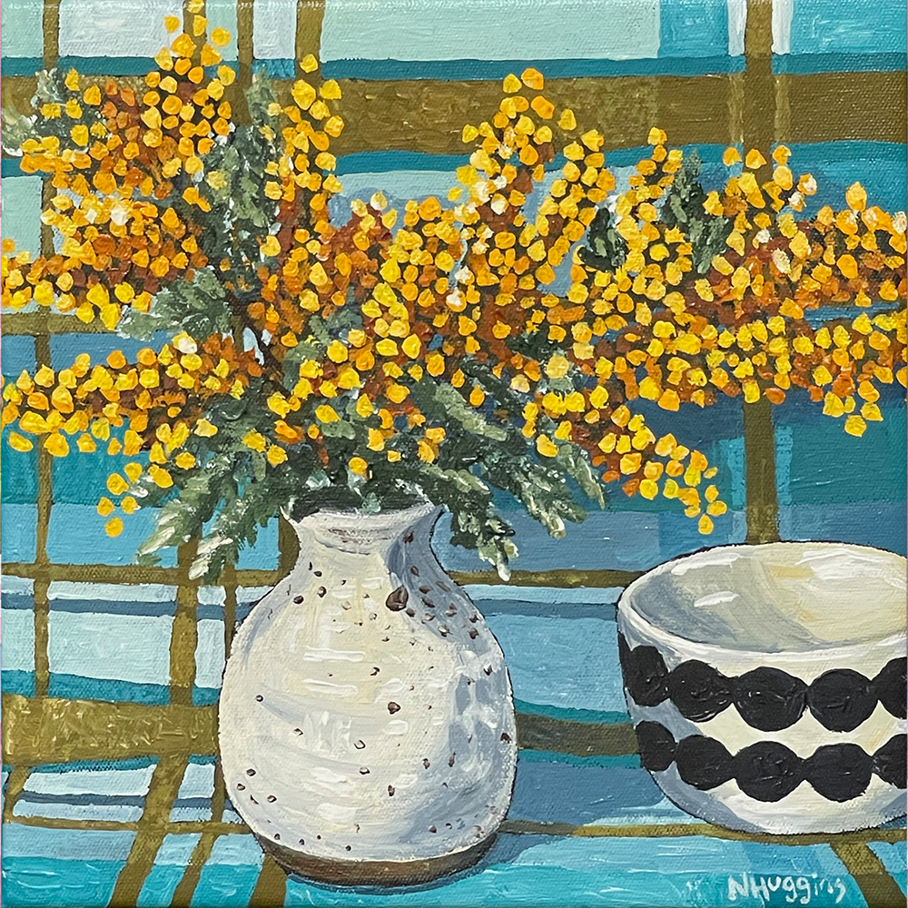Blanket and Bloom III, acrylic on canvas, Narelle Huggins