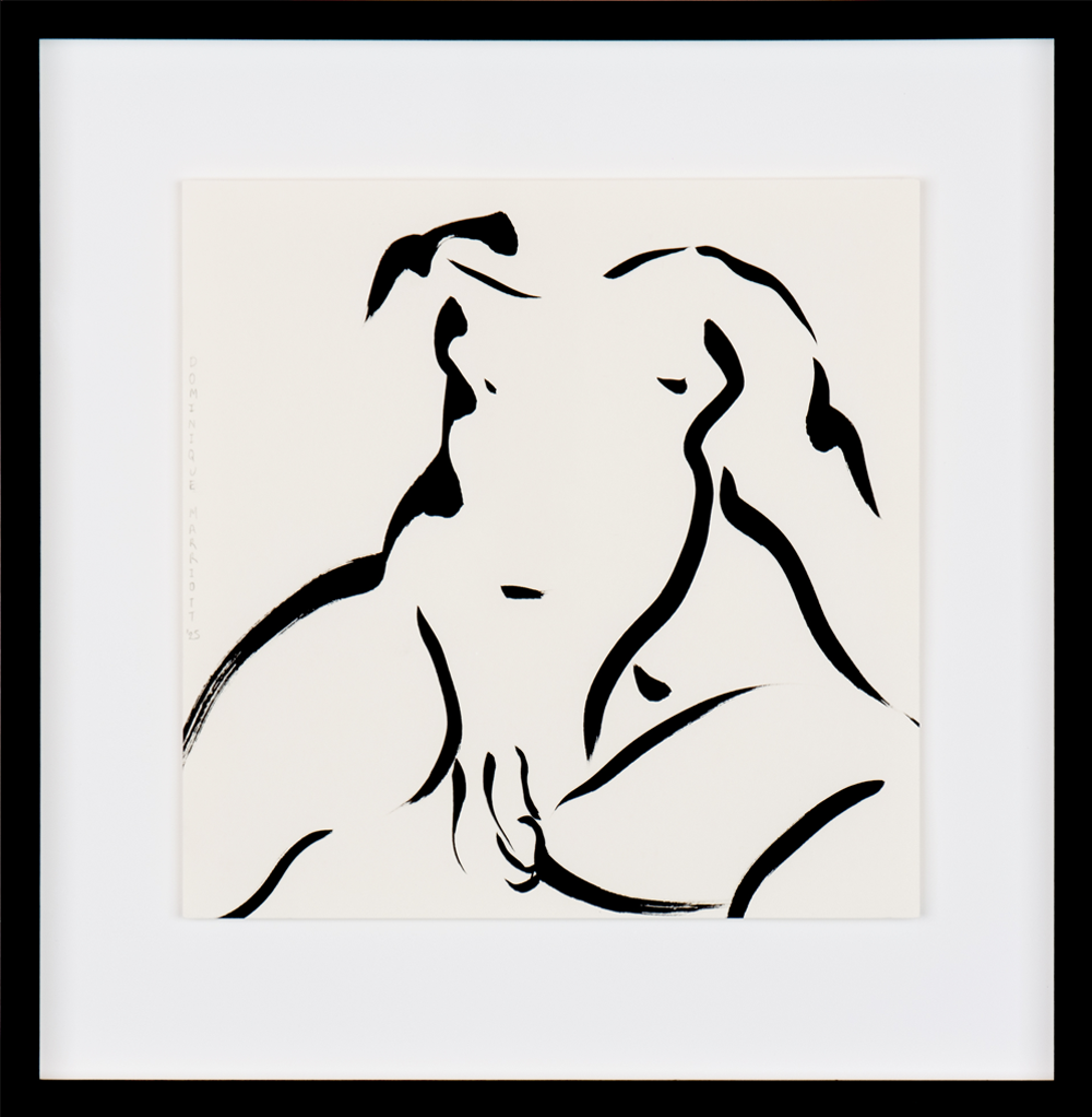Gratitude Sumi ink drawing, Make nude Dominique Marriott