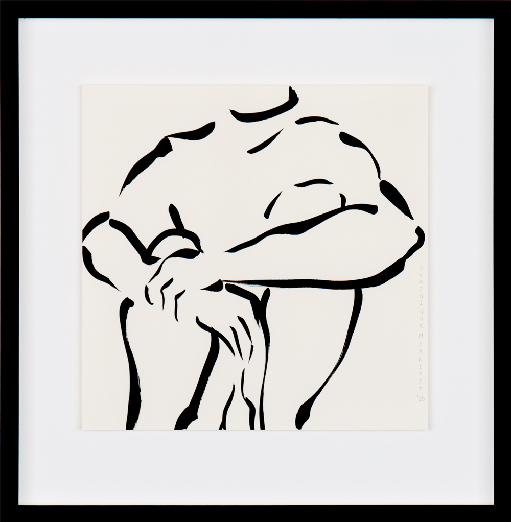 Reflective Sumi ink male nude drawing Dominique Marriott