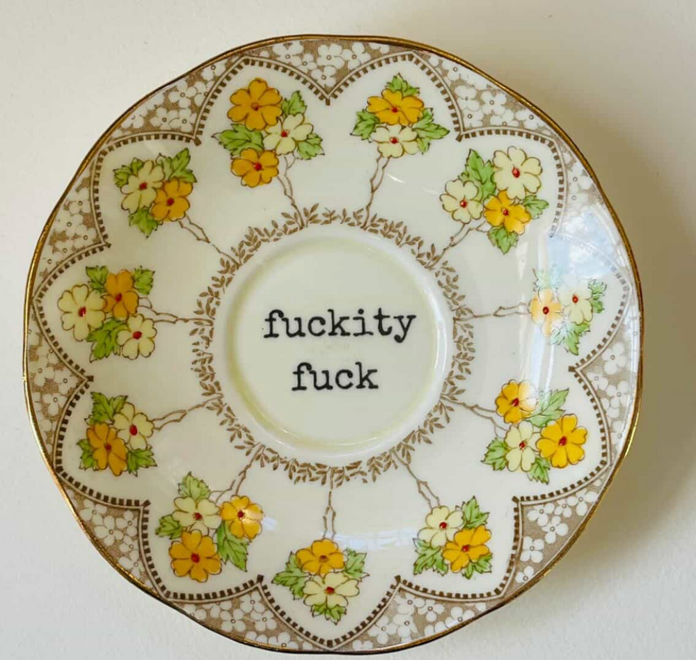 Yellow Floral | Philina Den Dulk | Fuckity Fuck Series | Plates | Turua Gallery