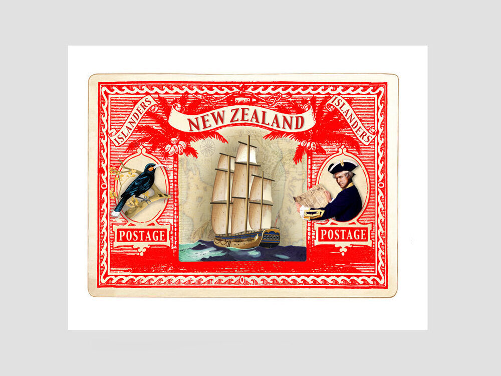 Red Captain Cook Stamp  | Marika Jones